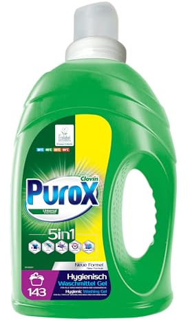 PUROX UNIVERSAL Konzentrat Gel (143 Waschladungen) – Waschmittel für alle Textilien, entfernt Flecken, vollständig ausspülbar, umweltfreundlich, kalkschutz, 4,3 l