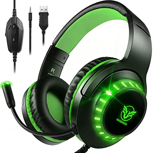 Pacrate Casque Gaming Casque PS5 Compatible Nintendo Switch,PS4,Xbox One,PC | Casque Gamer Casque Filaire, Bass Boost, Micro Flexible 120° Anti-Bruit, Grand Confort, Cadeau Gamer