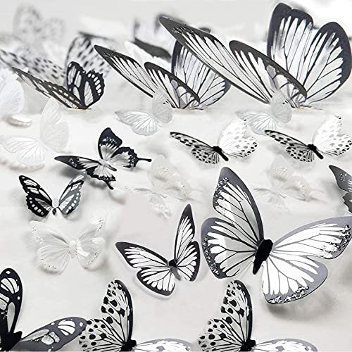 72Stk 3d Schmetterlinge Deko für Die Wand Schmetterling Wandtattoo zum Kleben Wand Dekor Wanddekoration Wanddeko für Die Wand Schmetterling Dekorationen Wand-Dekor (Schwarz1)