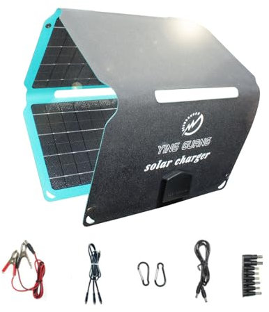 36W Portatile Solare Caricabatterie, ETFE Monocristallino Solare Pannello, Oortatile Solare caricatore con type-c, DC, USB, 3 uscite per campeggio o escursioni, batteria da 12V telefono cellulare