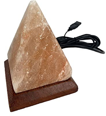 SudoreWell® PYRAMIDE - Lámpara de sal (LED, USB, sal de roca y sal de Pakistán, altura aprox. 10 cm)
