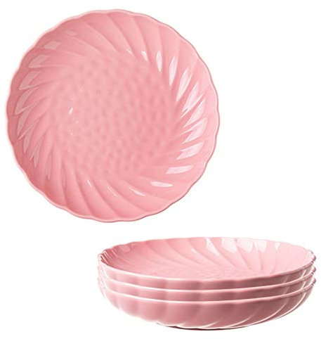 BOSUGE Cuencos para ensaladas Cerámica pequeña para Servir, Cuenco para Servir Ensalada de Pasta Colorido, Plato Hondo para Sopa Juego de 4 -Rosa-15cm
