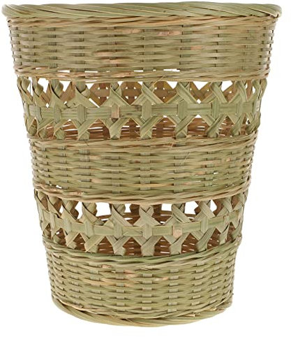 Alipis 1 Pc Poubelle en Bambou Étagère Panier en Rotin Tressé Corbeille à Papier en Panier De Rangement De Tissage Tissé Bureau Panier à Jouets Osier Tissage De Bambou