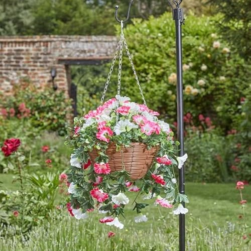 garden mile 30 cm Hängeampel, künstliche Blumen, Gartendekoration, künstliche Blumen und Laub, hängende Kette, bunt, für drinnen und draußen, Terrasse, Haus, Garten, Dekoration wetter- und
