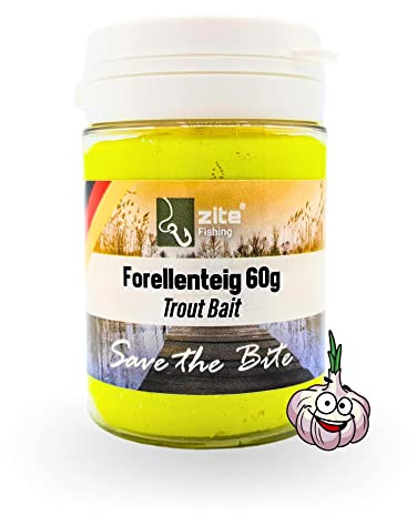 Zite Fishing Forellenteig mit Knoblauch-Aroma 60g – Fängige Forellenpaste | Schwimmend als Forellenköder – Trout Bait Teigköder in knalligen Neonfarben mit Glitter, Forellen Teig