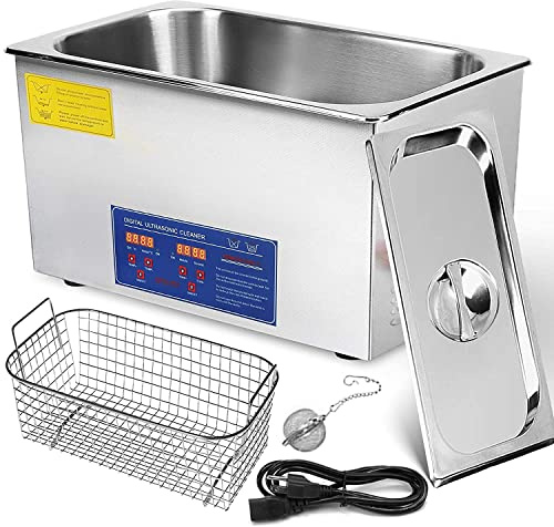 30L Ultrasonic Cleaner with Heater and Timer, 600W Stainless Steel Ultrasonic Cleaning Machine, Professional Ultrasonic Parts Cleaner Ultrasound Cleaning Machine for Lab Tools Auto Parts