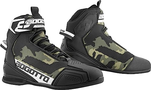 Bogotto Tokyo Camo perforierte Motorrad Schuhe, camouflage, 43
