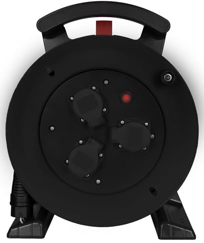 Jumbo-Kabeltrommel 2.0 25m H07RN-F 3G1,5 qmm schwarz 3 Schutzkontakt-Steckdosen