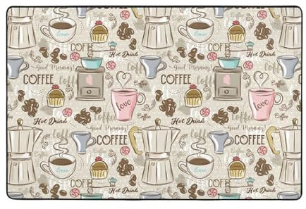 VducK Tappeto rettangolare con macchina da caffè espresso vintage, stampata, tappetino da bagno, tappetino da bagno, tappetino da bagno, tappetino in flanella per soggiorno, camera da letto, ufficio,