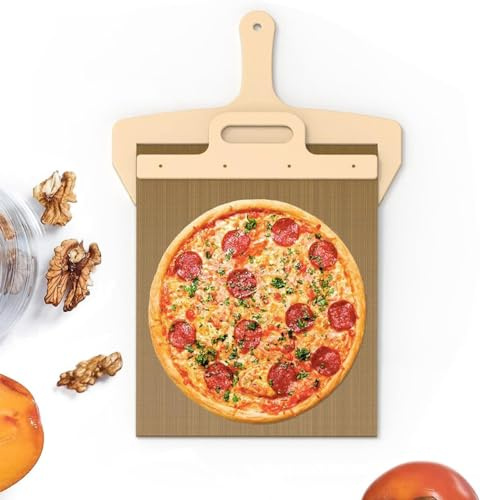 EHOTER Pelle à pizza coulissante Pala Pizza Scorrevole - Pelle à pizza parfaitement antiadhésive avec poignée - Spatule à pizza pour four intérieur et extérieur (D : 58 x 30 cm)