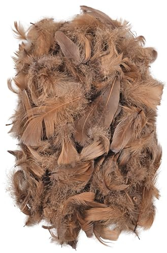 Netuno 150 Stück Federn Hellbraun 10 g Natur Schmuckfedern zum DIY Basteln Dekoration für Ostern Weihnachten Figuren Dekofigur Karneval