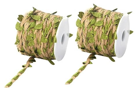 OUNONA 2 Rollen Simulation Rattanblätter Künstlicher Eukalyptusbaum Rattanseil Laubband Künstliches Blattband Künstliche Pflanzen Jute Rattanimitat Verpackungsseil