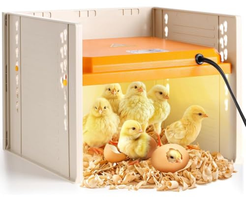 Domigard Wärmeplatte für Küken – Temperatur & Höhe einstellbar | Hühner Wärmeplatte mit LED Anzeige,10-65 °C Einstellbar,Wärmelampe für küken,Enten,Wachteln,27.5 x 26.5 x 21 cm
