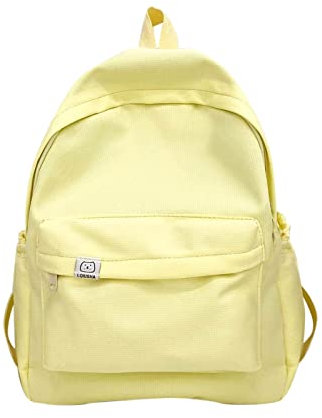 Rucksack für Damen und Herren, modisch, einfarbig, Nylonkette, verstellbare Schnalle, Studentenrucksack, Geldbörse für Mädchen, Teenager (Gelb, Einheitsgröße), gelb, One size