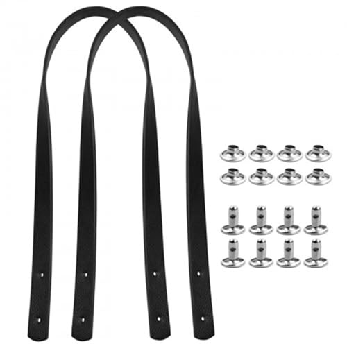 Dokeno 2 Piezas Asas de Repuesto para Bolsos - Cuero PU Negro, Longitud 60 cm, Ancho 2 cm - Correas Con Remaches y Accesorios