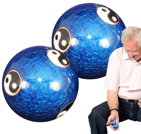 ycezw Baoding-bollar med musiklåda, meditationsbollar, 2 x 1,85 tum Yin-Yang kinesiska emaljbollar - kinesiska medicinska bollar, metallmeditationskulor, hälsobollar med klockor
