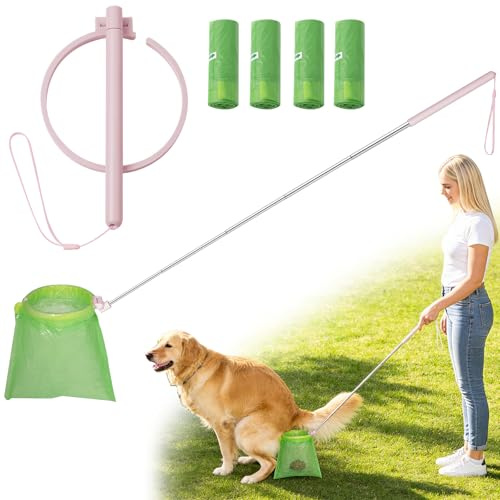 Dog Pooper Scooper, 43 Extendable Pooper Scooper Long Handle with Bag Attachment(120pcs), Portable Poop Scoop for Small Medium Large Dogs, No Touch Avoid Bending Over, Suit for Yard, Park, Wild,City
