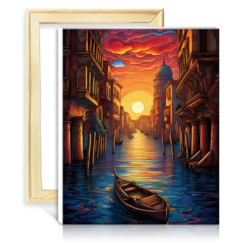 LiHEQING Malen-nach-Zahlen-Set, Venedig, Italien, Wanddekoration für Kinder und Erwachsene – mit Pinseln und Acrylpigment-Kunst-Ölgemälde, ohne Rahmen (40 x 50 cm)