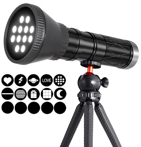 RGB Handheld Photography Lighting with Flexible Tripod, Arsoer Portable Spotlight for Photography, 15 GOBO Filters 6000mAh USB-C Background Light for Streaming/Video/TikTok/YouTube/Content Creation