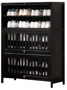 Schließfächer，Spind Metall，Aktenschrank Holz,flurschrank, Schuhregal, Türflurschrank, schöner und vielseitiger Flurschuhschrank(Black,106 * 80 * 32CM/41.73 * 31.5 * 12.6in)