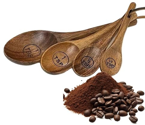 Wooden Measuring Cups And Spoons Set Farmhouse Wooden Coffee Scoop