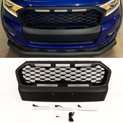 TVP Trade Vehicle Parts.co.uk Compatible With Front Grille Upgade With LED Black For Ford Ranger T6 2015-2019