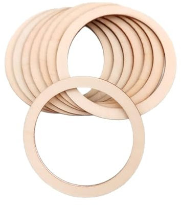 Fozriybefy 100 Pièces Cercle D'Anneaux Plats en Bois Non de 6 cm pour L'Artisanat de Bricolage, Pendentif D'Anneau et Connecteurs Fabrication de