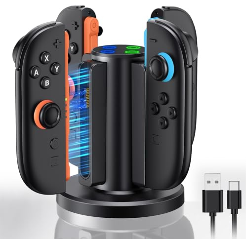 [Ultra-Leicht] WAXITY Bidirektionale Controller Ladestation für Nintendo Switch 2,Schnelle Andockstation Ladegeräte für Joy Con 2,Magnetischer Ladeständer für Switch 2 Zubehör mit USB Typ-C Ladekabel