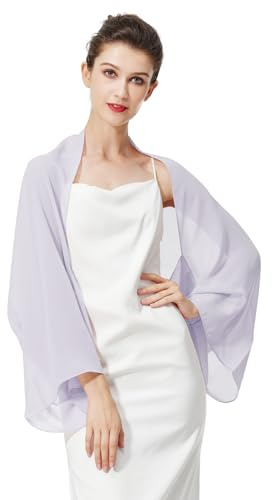 BEAUTELICATE Women’s Chiffon Shrug Bolero Sheer Loose Cardigans Cover Up With Long Sleeve For Summer Wedding Evening Bridal Bridesmaids Mother of The Bride(One size, Lilac)