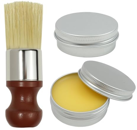 unillea 2Pcs Leather Furniture Salve, Leather Salve with Brush, Deep Conditioner, Restorer & Polish for Furniture Shoes Bags Car Seats