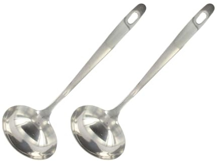 Fackelmann Lot de louches inox 28 cm | Service précis et rapide, Inox pour aliments chauds, Format 28 x 8,8 cm, Pour soupe et sauce, Lot de 2