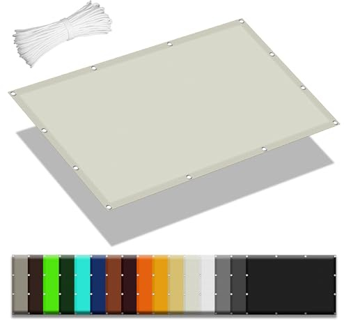 Tenda a Vela 8 x 8 m Anti UV Corde di Supporto Tenda Ombreggiante Impermeabile Impermeabile, con Corde di Supporto per Esterno, Giardino, Terrazzo e Campeggio, Beige