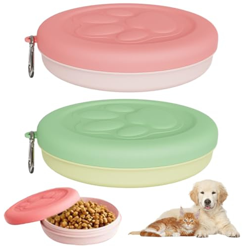 usefulbeauty 2 Stück Pets Futternapf Für Unterwegs Mit Deckel - Hund Reisenäpfe - Tragbar Auslaufsicher Trinknapf - Wassernapf Hunde Unterwegs -Fütterung Hundenäpfe