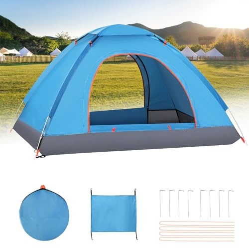 Lishetimig Camping Tent,Automatic 2-3 Man Person Instant Tent,Pop Up Tent, Lightweight, Waterproof, Easy Set Up for Outdoor Camping, Hiking, Mountaineering, Beach, Include Carry Bag (blue)