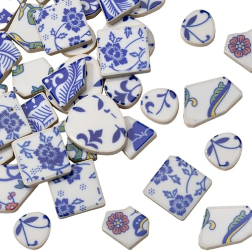 SOFPLATE 1 caja de Mosaicos de Porcelana China de 200g Piezas Irregulares de Mosaico Roto Formas Mixtas Cerámica Tradicional China Azul Y Blanca para Manualidades Platos Macetas Jarrones Tazas Decorac