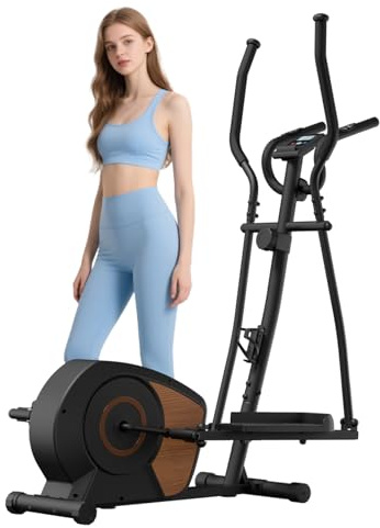 Bicicleta Eliptica para Casa, Aeriflo S100 Elíptica Fitness con Bluetooth & App, 16 Niveles de Resistencia, Pantalla LCD y Ruedas de Transporte, Elíptica Silenciosa para Entrenamiento Cardio en Casa