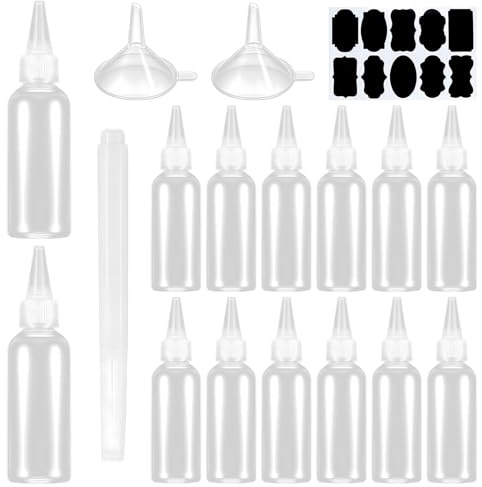 Gaomoeny 14 Pcs Small Squeeze Bottle(14 Pcs 100ml), Plastic Squeeze Condiment Bottles, Squeeze Liquid Dropper Dispensing Bottles Containers for Sauce Lotion, with Funnels, Labels, Pen