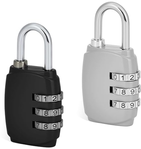 2Pcs Combination Padlock, 3 Digit Security Code Padlock Small Luggage Locks Outdoor Waterproof Travel Lock Resettable Gym Lock for Suitcase Travel Bag Gym School Locker Shed