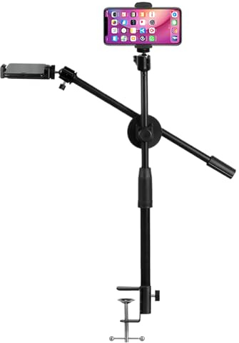 Treppiede da tavolo Overhead per telefono cellulare, 35-55 cm, Magic Arm, treppiede da tavolo per fotocamera, luce ad anello, webcam, proiettore, carico massimo 3 kg