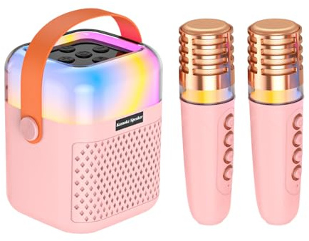 Macchina per karaoke per bambini, audio di canto wireless con 2 microfoni, altoparlante esterno per karaoke, per palcoscenico, ufficio, cortile, giardino, esterno, feste, riunioni, casa, esibizioni