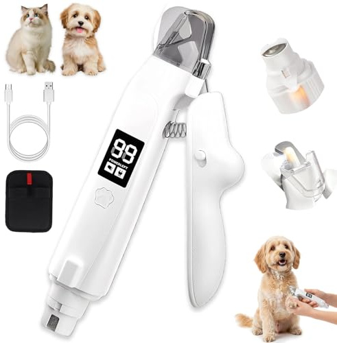 Lichtschere Pro – Die 2-in-1 LED-Krallenschere für Sichere Pfotenpflege Ohne Angst mit Bildschirm, Krallenschere für Hunde Katze mit Licht, Spritzschutz, Leise, Ultrascharfe Klingen (Bildschirm)