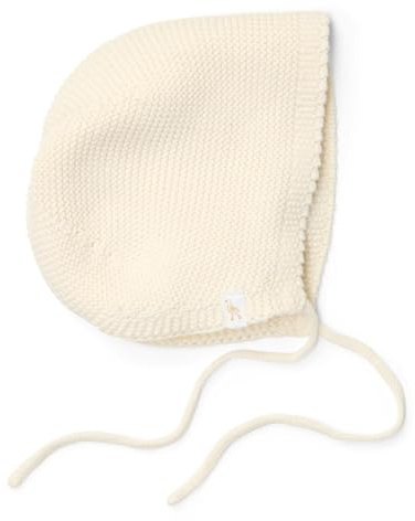 Little Dutch Babymütze Hut Beanie mit Schnüren - für Neugeborene Babys - Bekleidung Unisex Strick Mütze Baby - für Jungen und Mädchen - Off White - Newborn Naturals weiß (Gr. 0-3 Monate)
