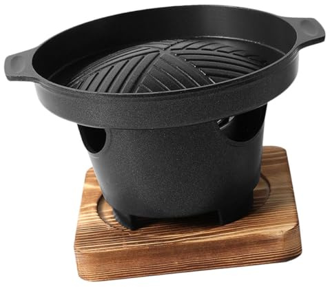 Ciieeo Parrilla de Barbacoa Portátil Antiadherente Base Plana para Camping y Senderismo, Mini Estufa sin Humo para Uso Doméstico, Herramienta para Asar