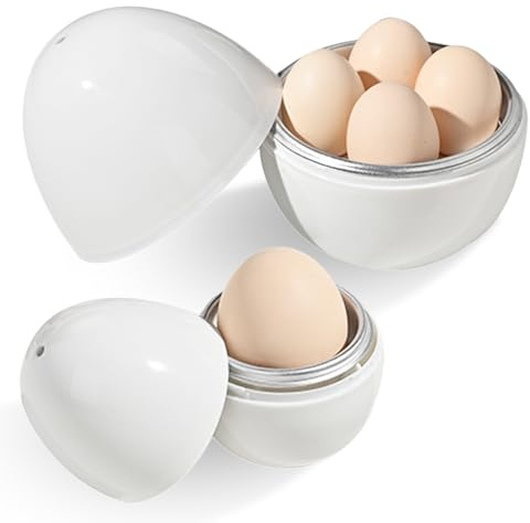 Hervidor de huevos para microondas, 2 modelos para 1 o 4, utensilios de cocina portátiles, herramientas de cocina, herramientas de accesorios, seguro para el desayuno para el hogar, la oficina