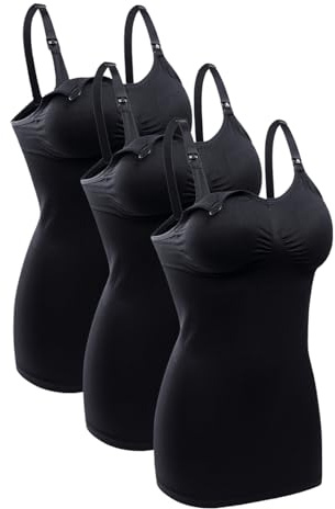 Astrélie Seamless Nursing Cami, Built-in Pads, Clip Down Pack of 3 | Adjustable Shoulder straps, Removable Chest Pads,Wire-Free