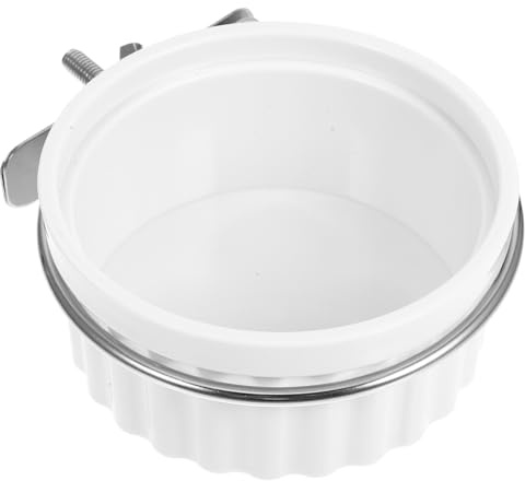 Homoyoyo Bird Cage Feeder Bowl and Water Dish Stainless Steel Small Food Bowl for Parrots with White Coating Suitable for Pet Bird Feeding in Cages