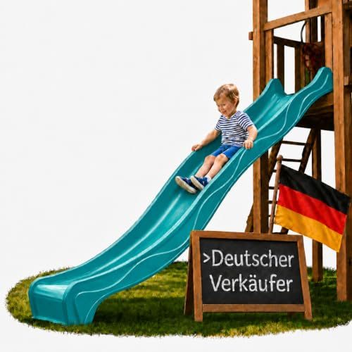 Ondis24 Wellenrutsche 3m Kinderrutsche Anbaurutsche Wasserrutsche für Spielturm oder Hang ab 3 Jahren (Türkis)