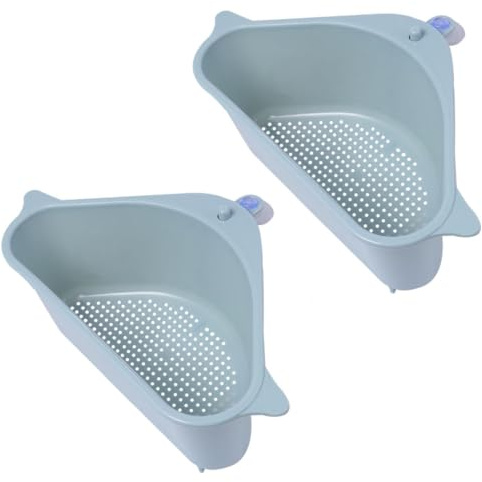 Panier D'égouttage Triangulaire à Ventouse pour Évier, 2 Pièces