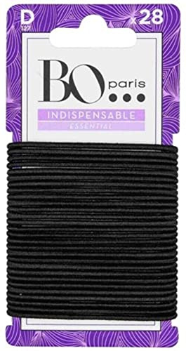 Bo... Paris - Elastiques cheveux noirs - Pack de 28 élastiques cheveux fins sans métal - Pour cheveux fiins à normaux - Lot de 1