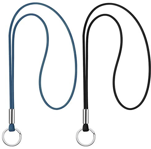 Nezyo 2 Stück Schlüsselband Lang Lanyard Schlüsselanhänger Umhängeband Lanyard Schlüsselband Schlüsselkette Band mit Ring für Schlüssel Ausweis Handy Kamera Lanyard (Schwarz und Blau)